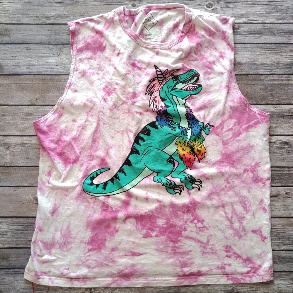 T-Rex Unicorn Tie Dye Muscle Tank